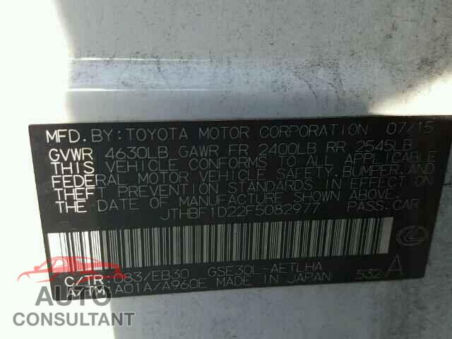 LEXUS IS250 2015 - JTHBF1D22F5082977