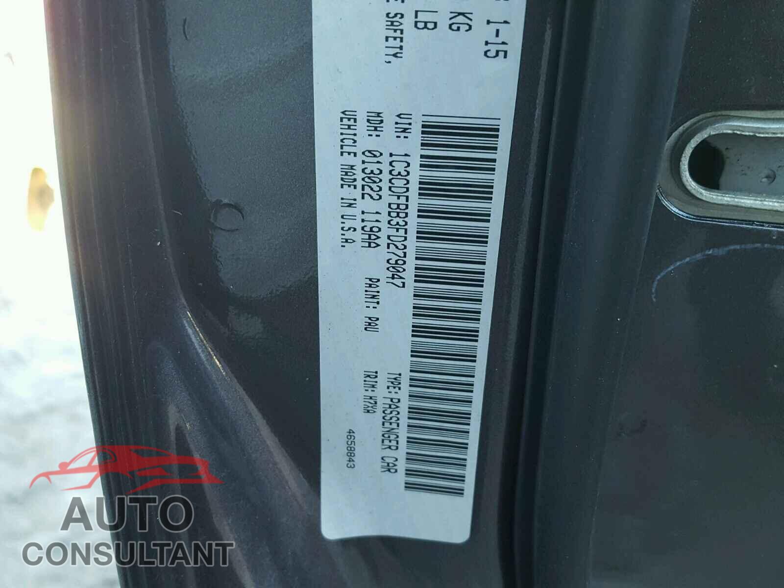 DODGE DART 2015 - 1C3CDFBB3FD279047