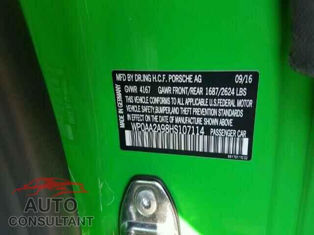 PORSCHE 911 2017 - WP0AA2A98HS107114