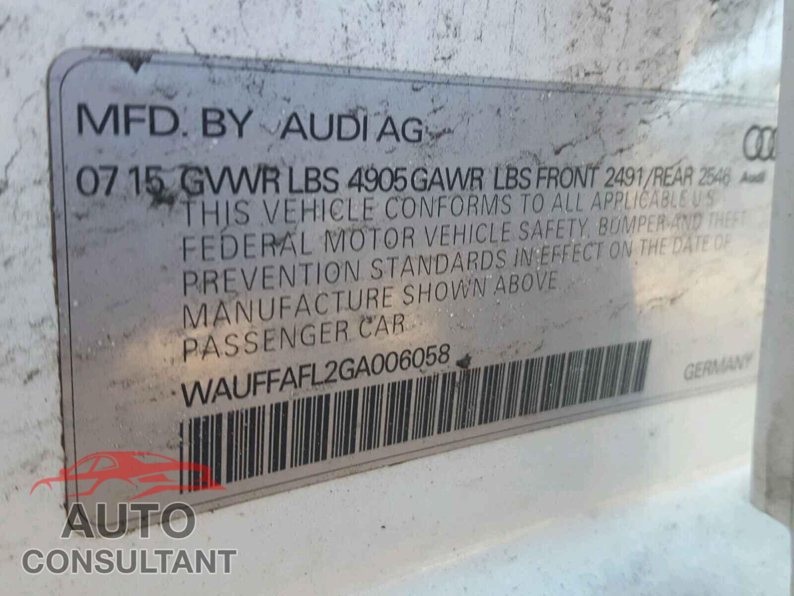 AUDI A4 2016 - WAUFFAFL2GA006058
