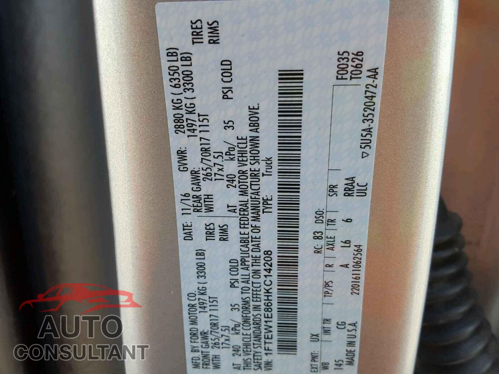 FORD F150 2017 - 3N1AB7AP3KL605268