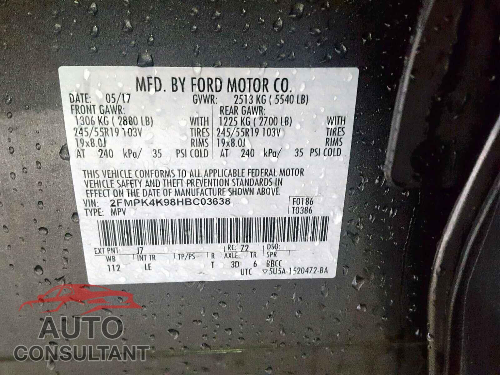 FORD EDGE TITAN 2017 - 2FMPK4K98HBC03638