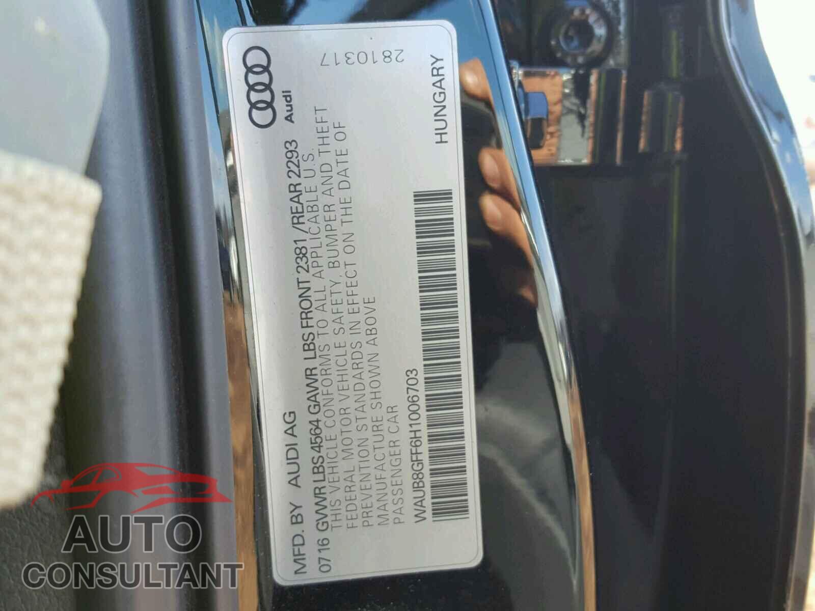 AUDI A3 2017 - WAUB8GFF6H1006703