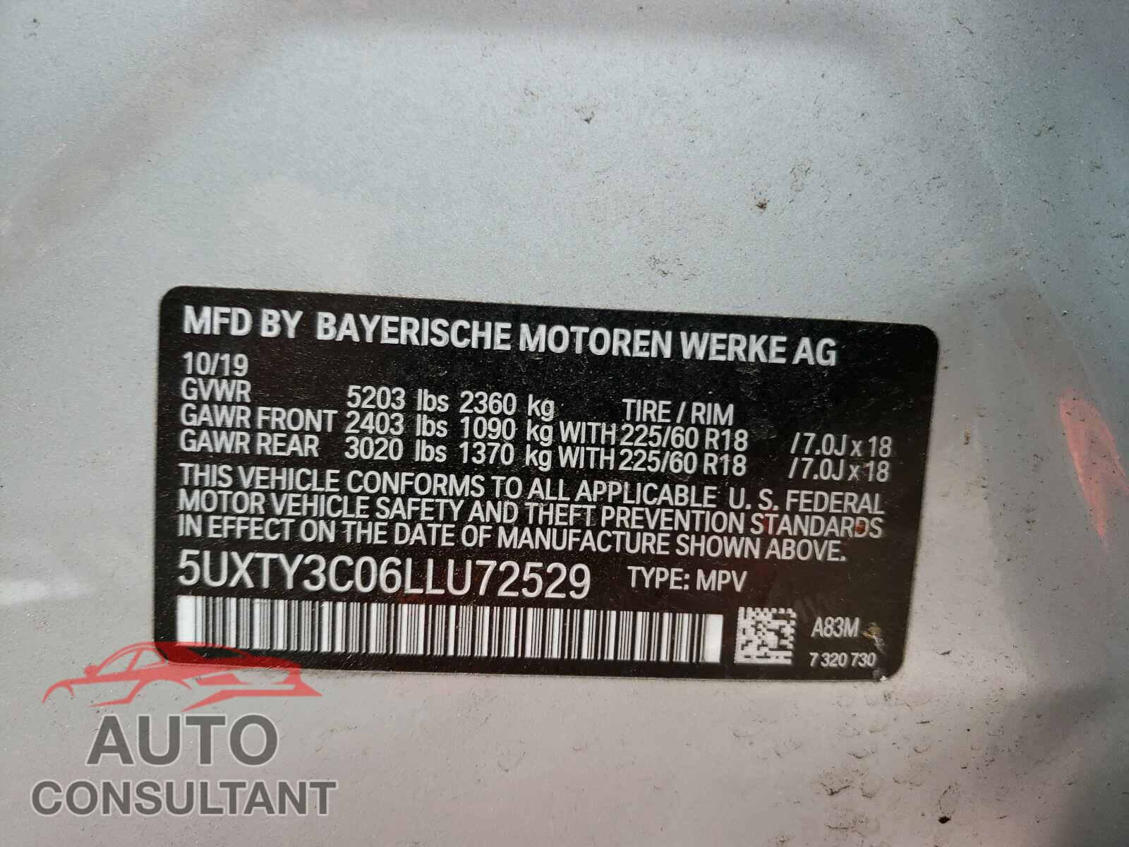 BMW X3 2020 - 5UXTY3C06LLU72529