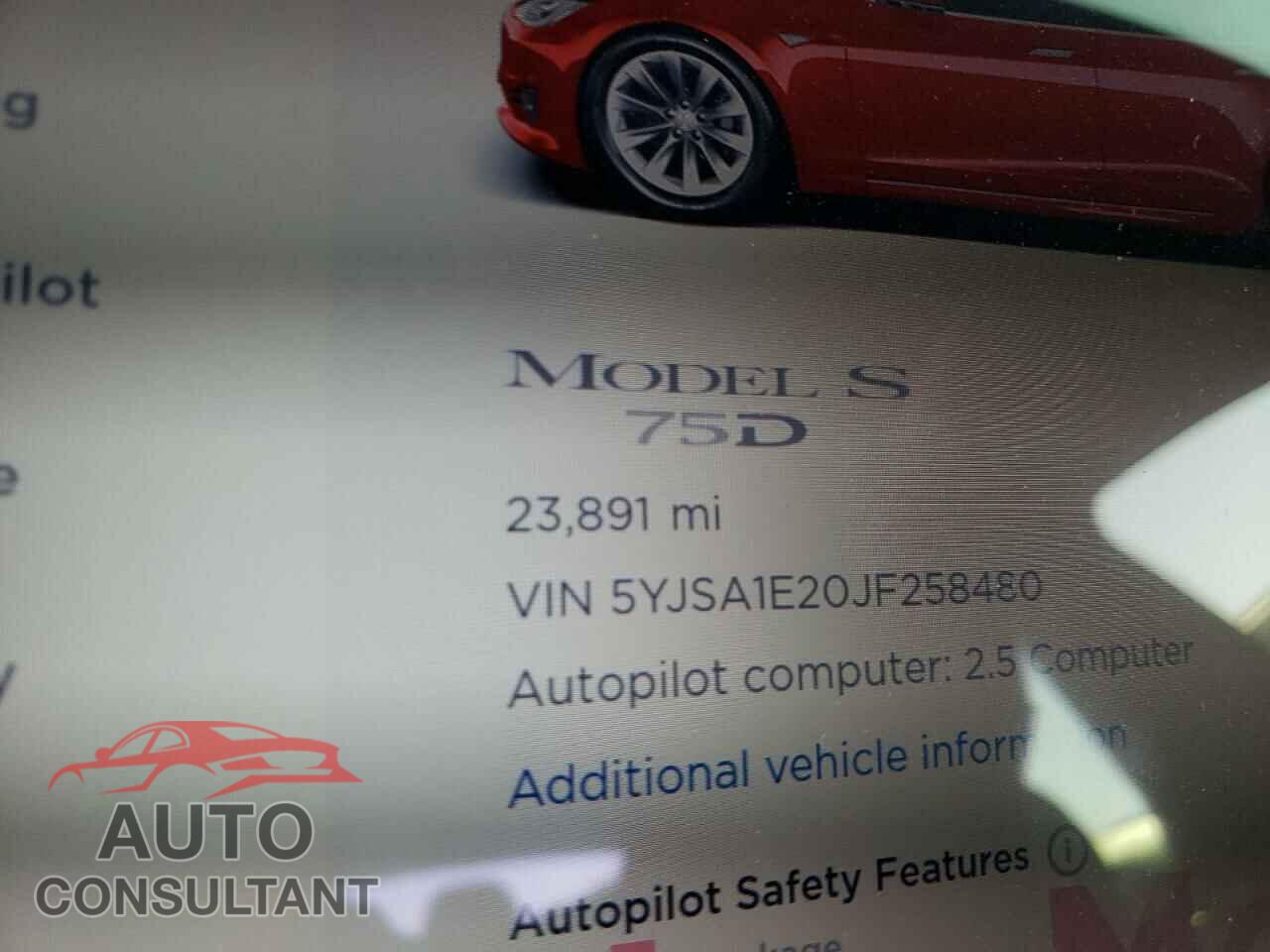 TESLA MODEL S 2018 - 5YJSA1E20JF258480