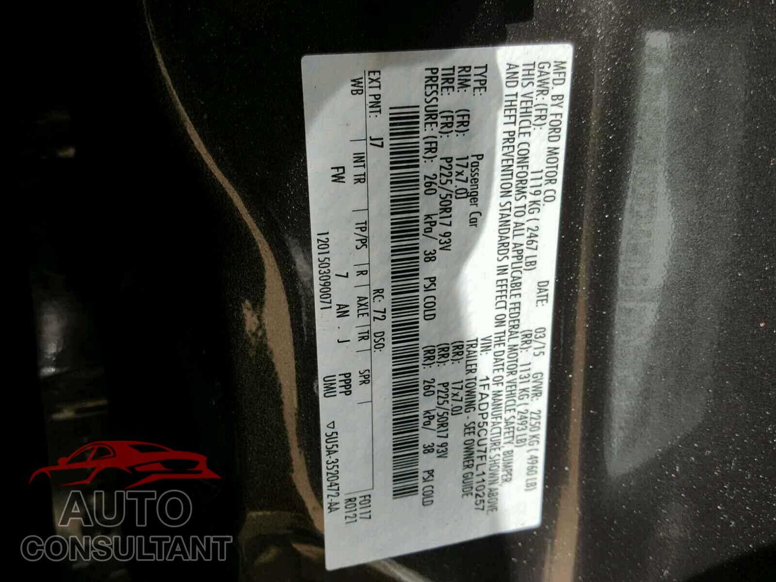 FORD CMAX 2015 - 1FADP5CU7FL110257