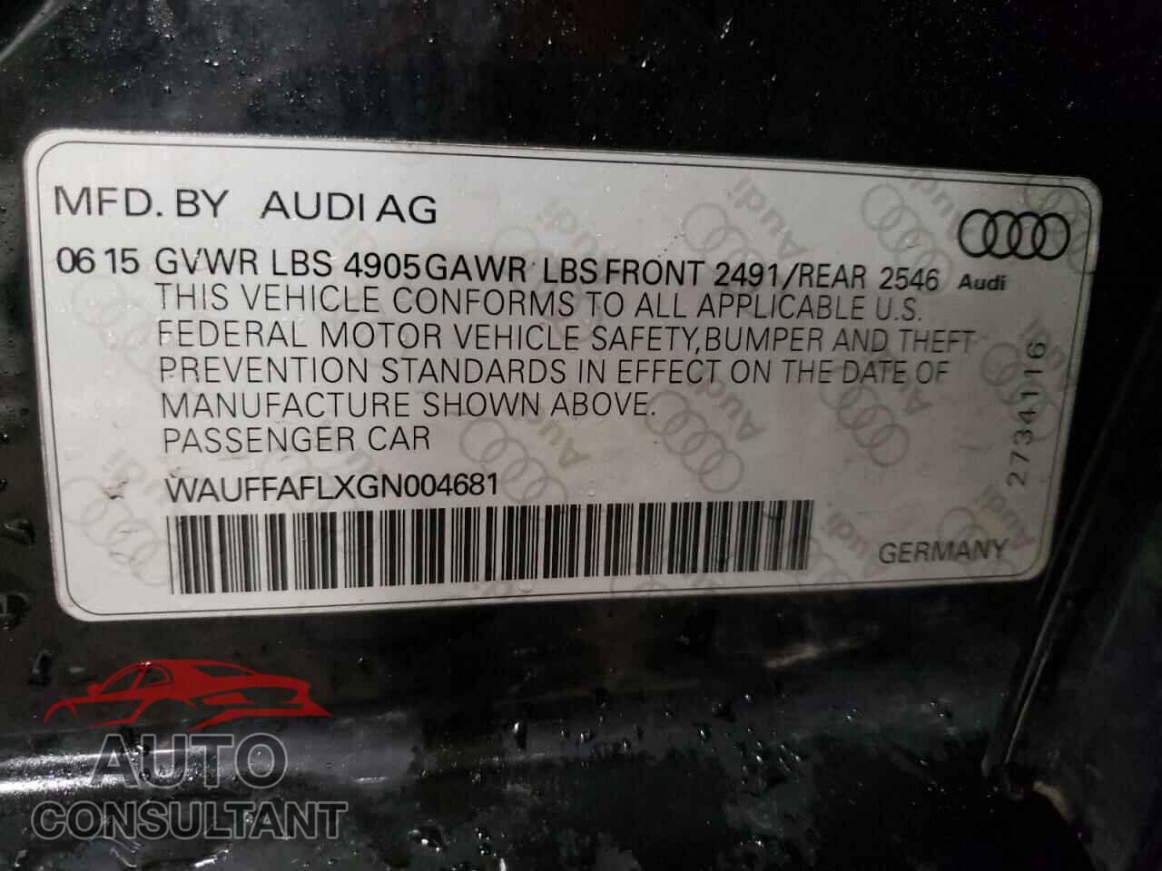 AUDI A4 2016 - WAUFFAFLXGN004681