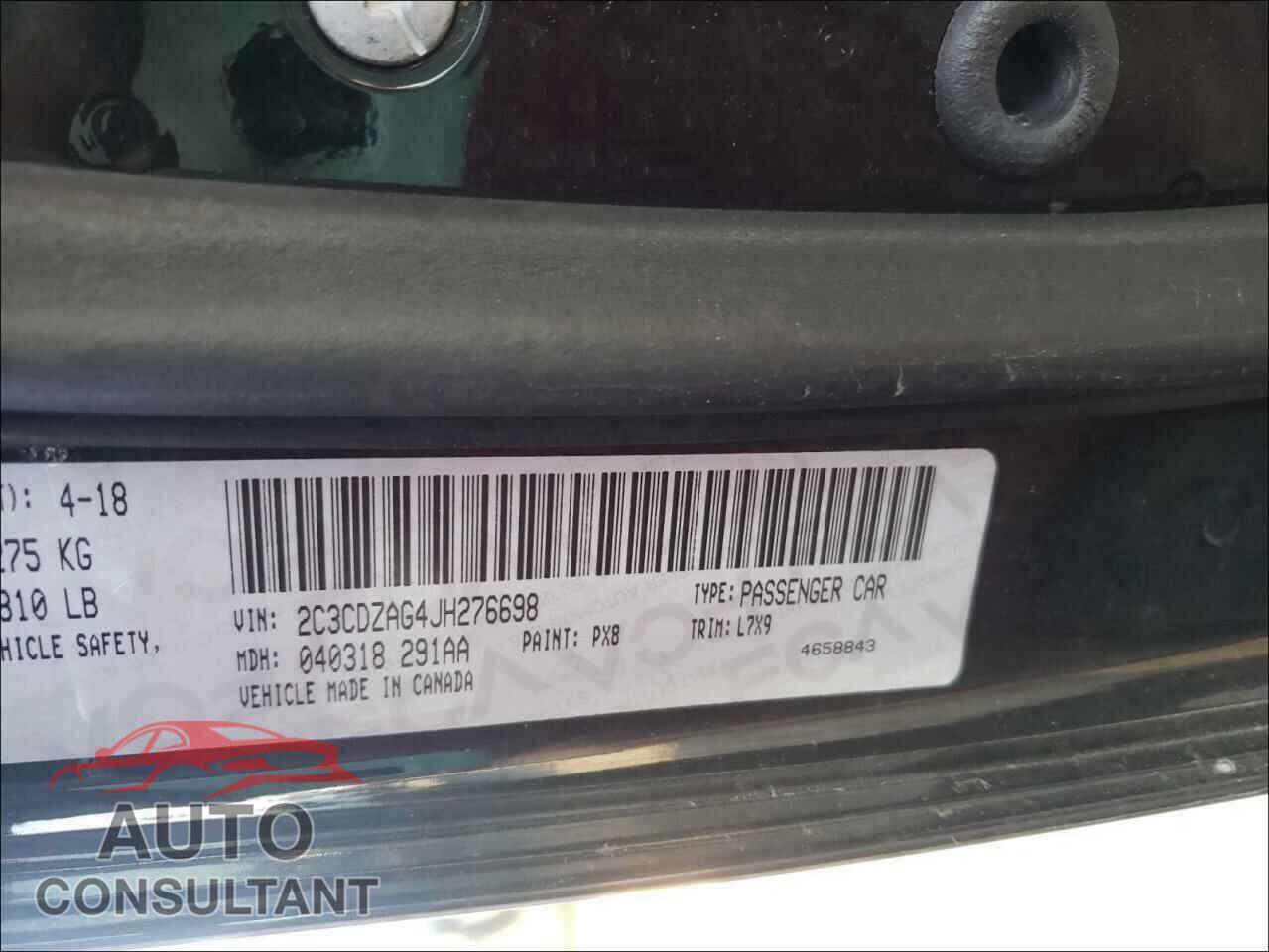 DODGE CHALLENGER 2018 - 2C3CDZAG4JH276698