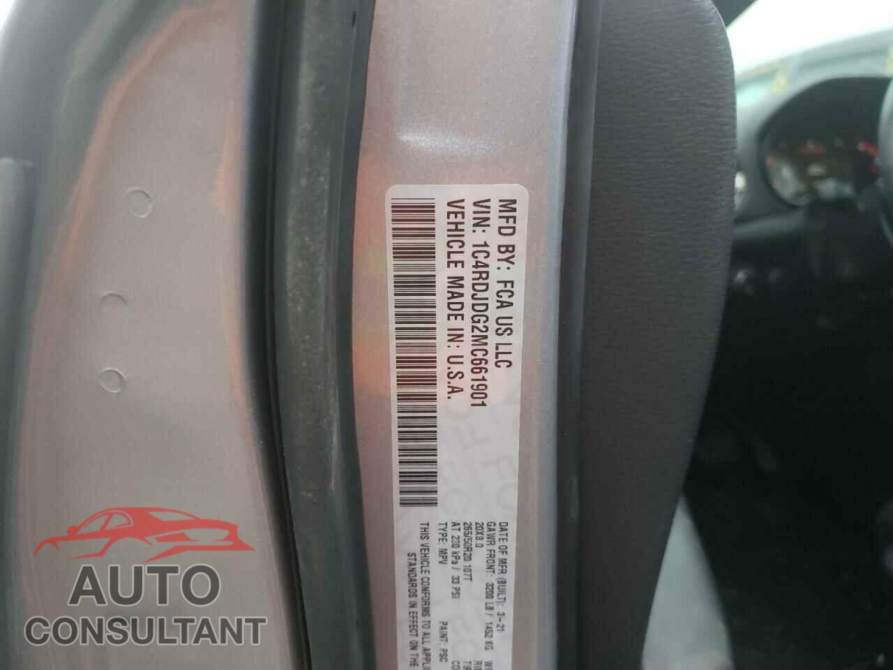 DODGE DURANGO 2021 - 1C4RDJDG2MC661901