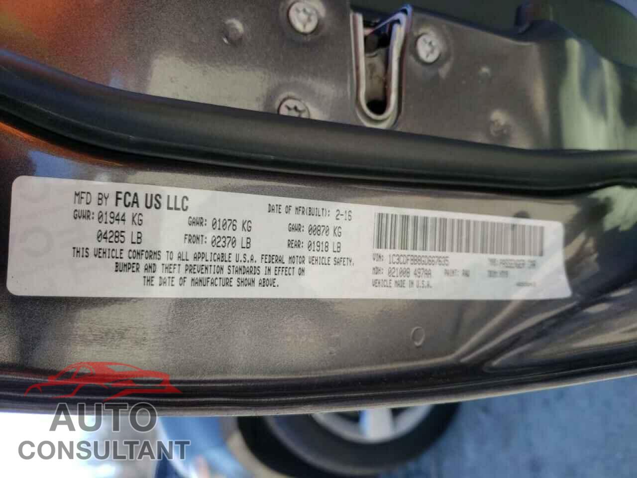 DODGE DART 2016 - 1C3CDFBB8GD667635