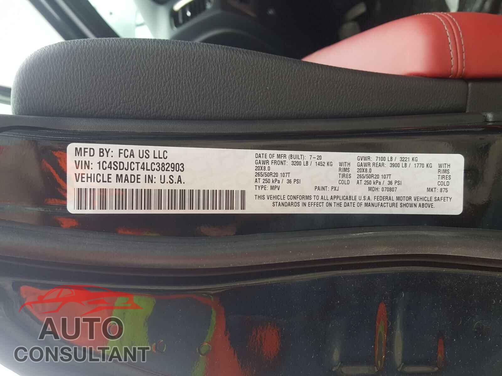 DODGE DURANGO 2020 - 1C4SDJCT4LC382903