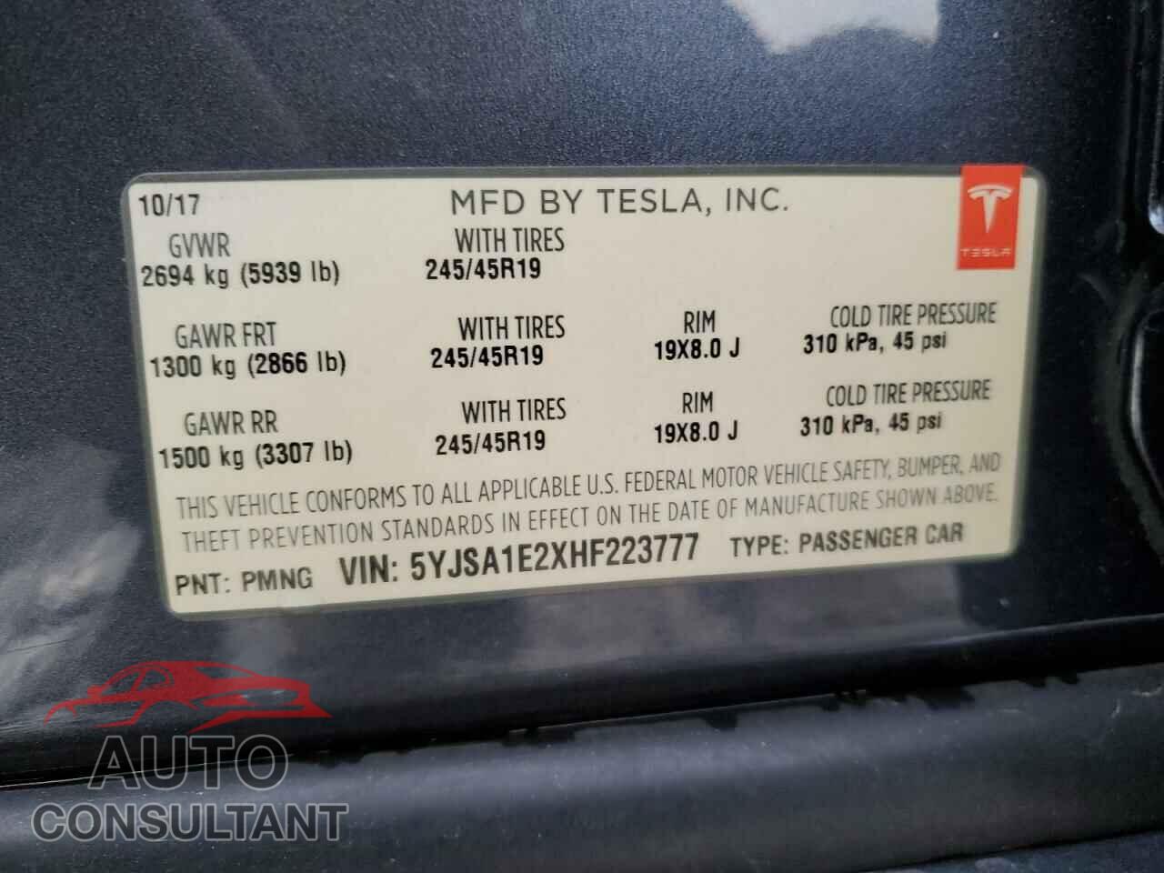 TESLA MODEL S 2017 - 5YJSA1E2XHF223777