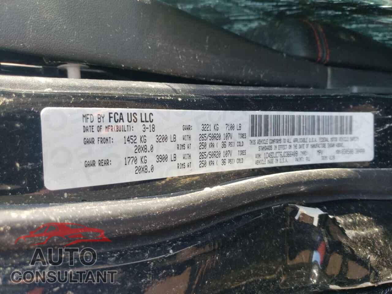 DODGE DURANGO 2018 - 1C4SDJCT6JC366408