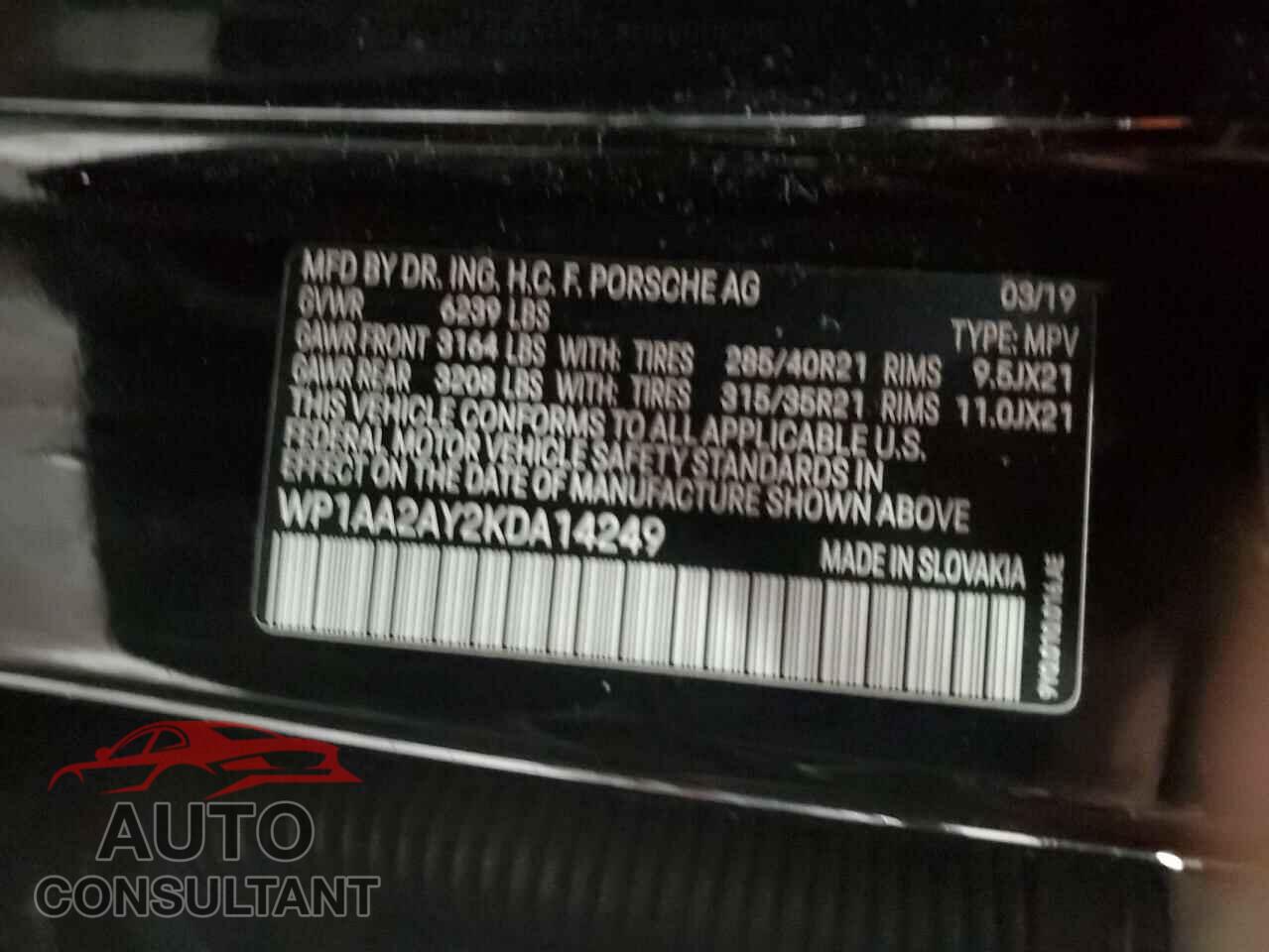 PORSCHE CAYENNE 2019 - WP1AA2AY2KDA14249