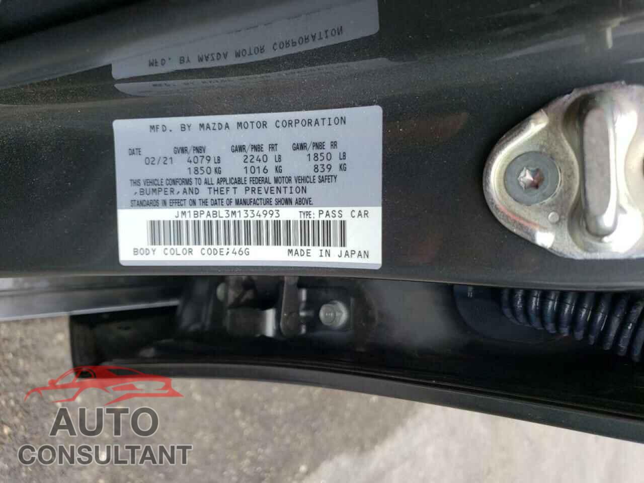MAZDA 3 2021 - JM1BPABL3M1334993