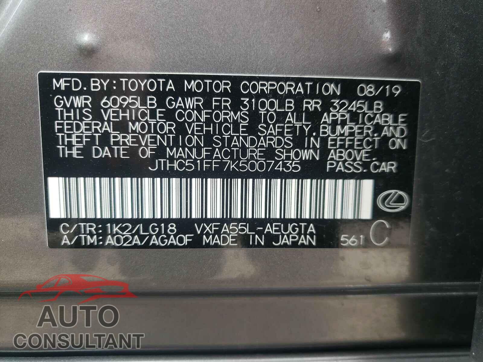 LEXUS LS500 2019 - JTHC51FF7K5007435