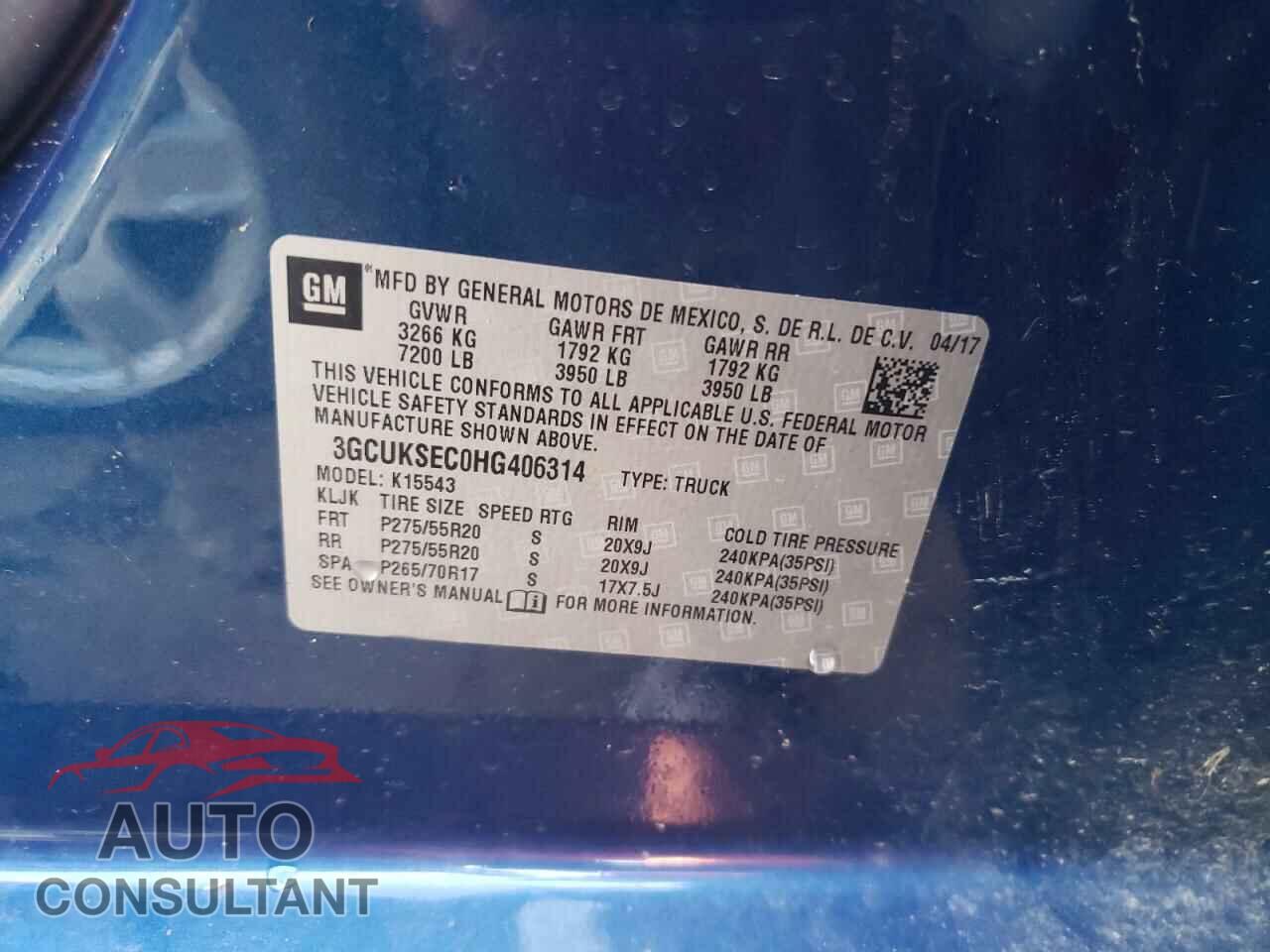 CHEVROLET SILVERADO 2017 - 3GCUKSEC0HG406314