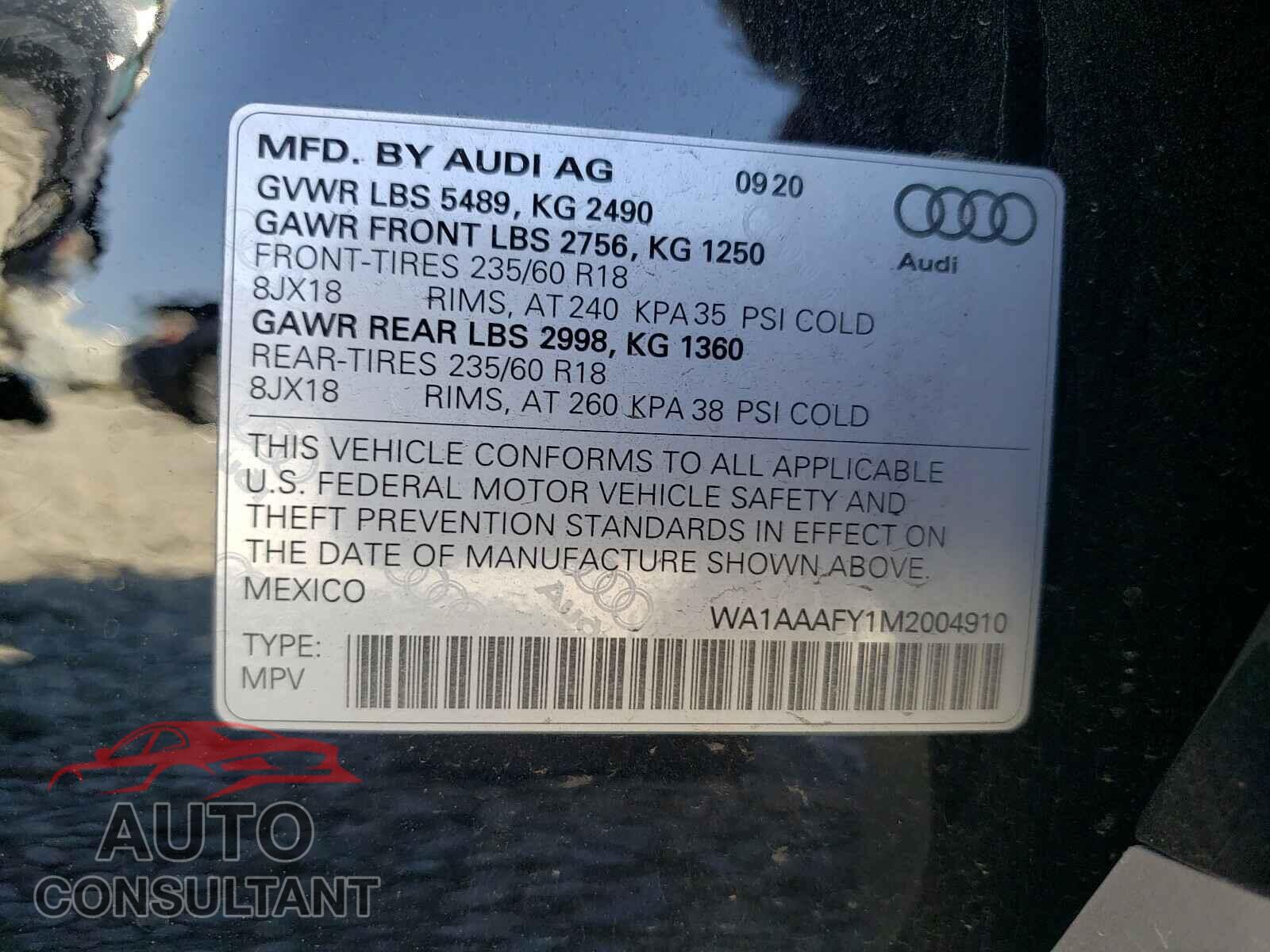 AUDI Q5 2021 - WA1AAAFY1M2004910