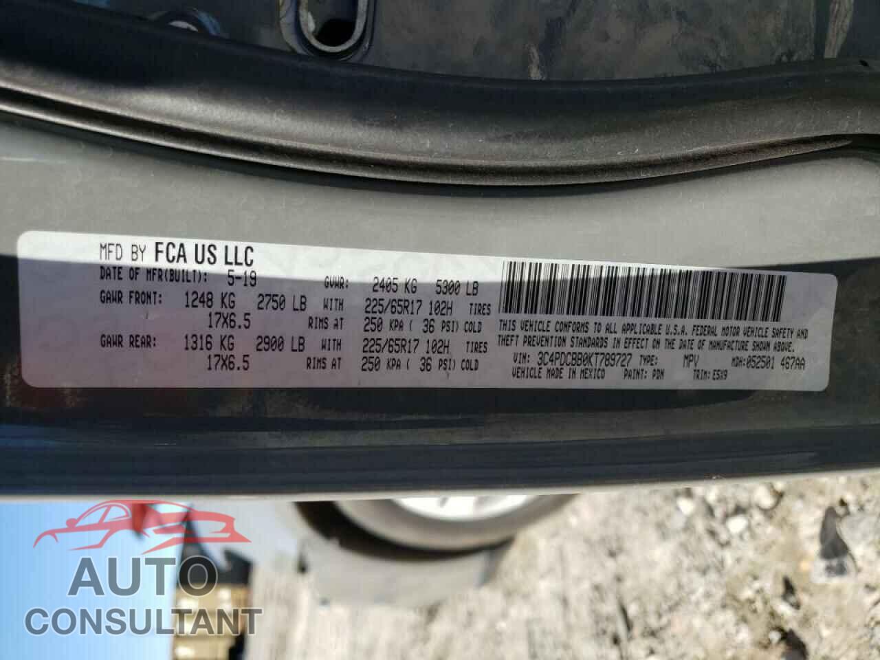 DODGE JOURNEY 2019 - 3C4PDCBB0KT789727