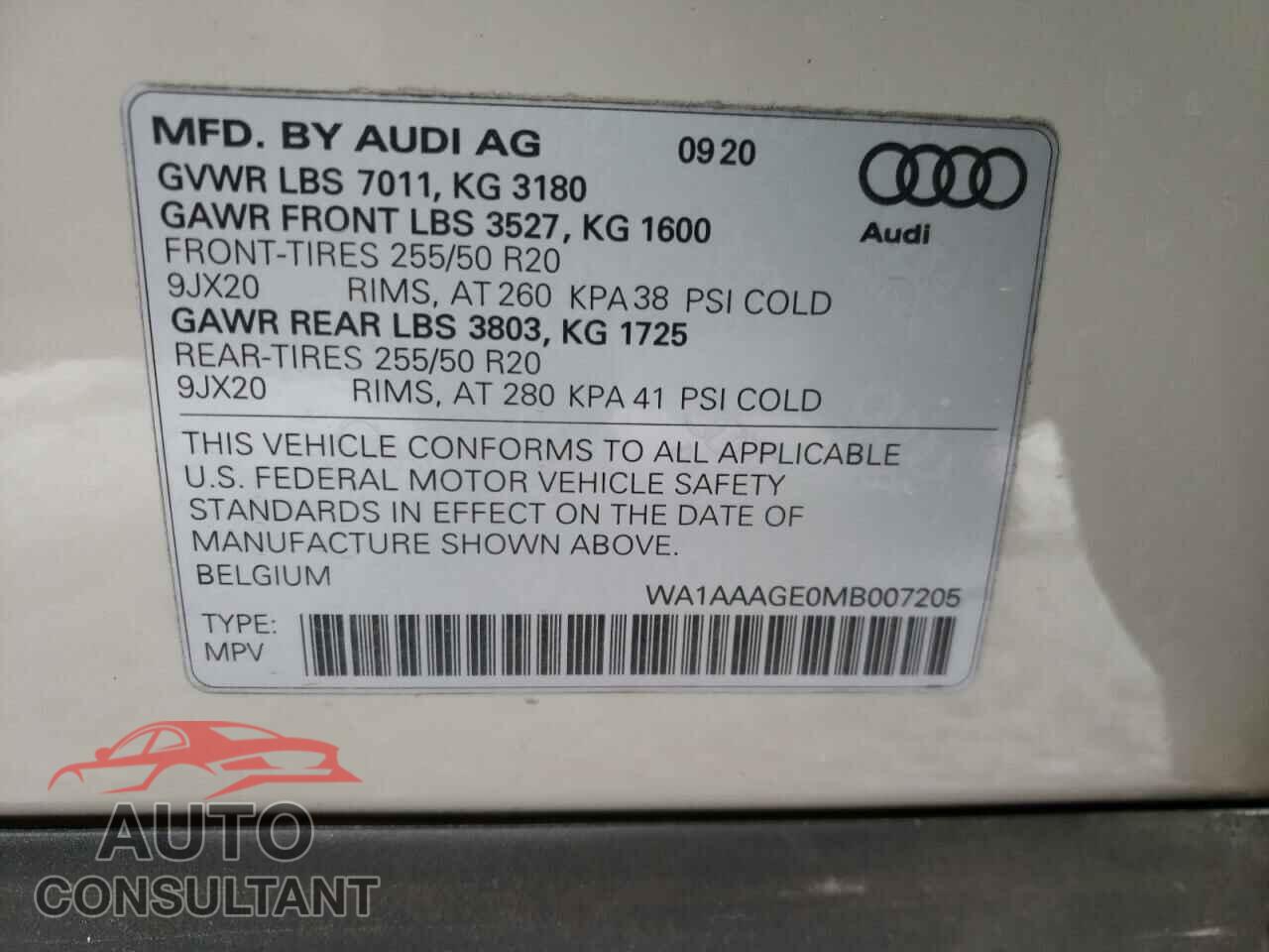 AUDI E-TRON 2021 - WDDZF4JB6HA041404