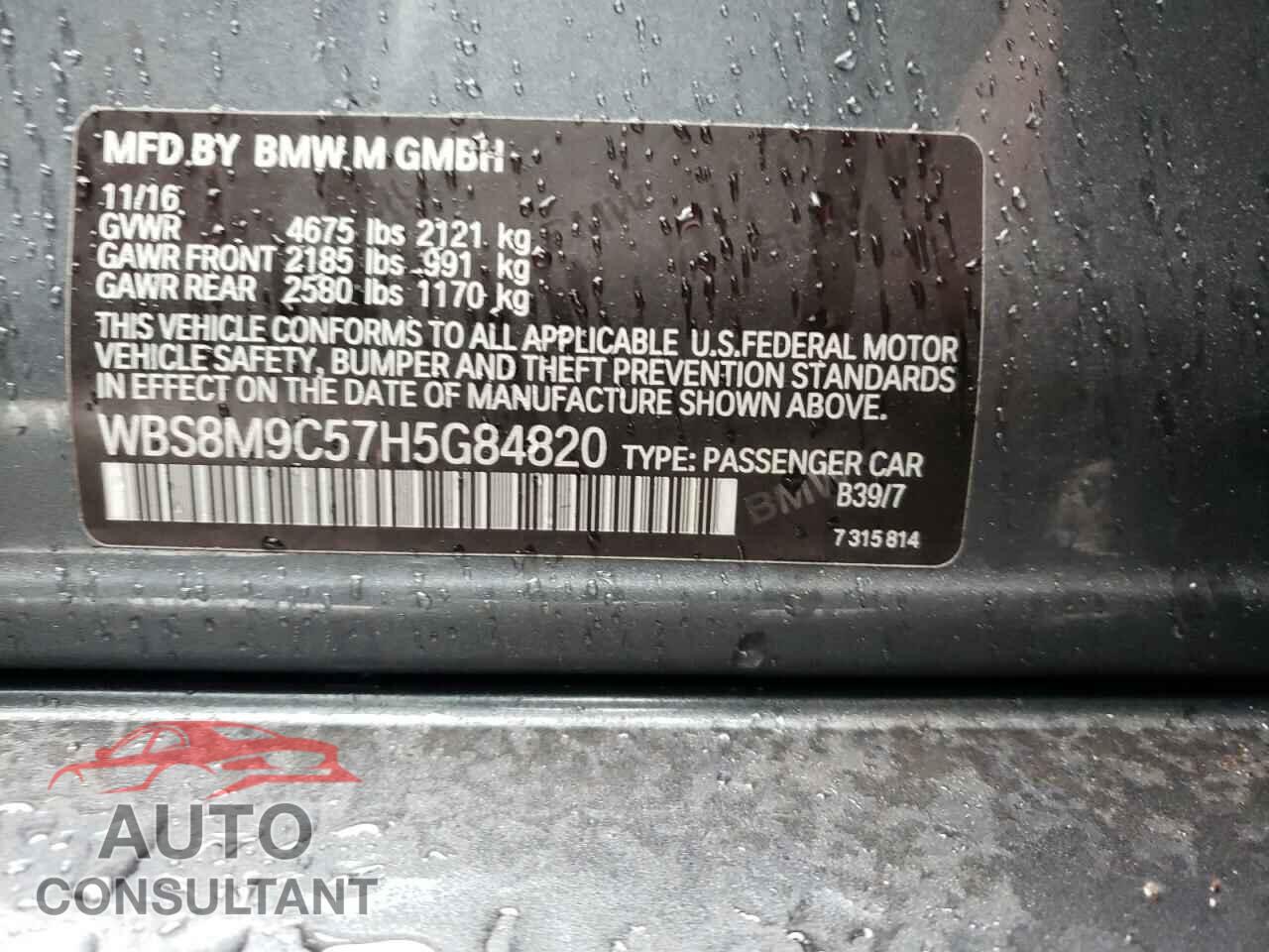 BMW M3 2017 - WBS8M9C57H5G84820