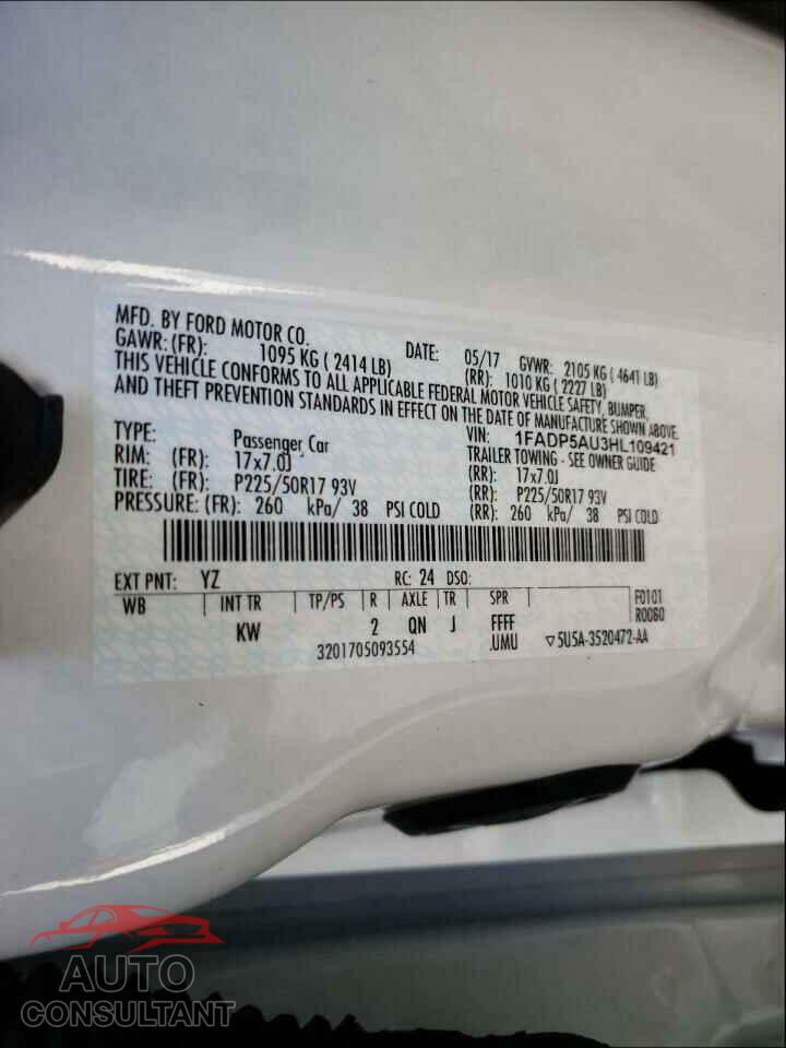 FORD CMAX 2017 - 1FADP5AU3HL109421