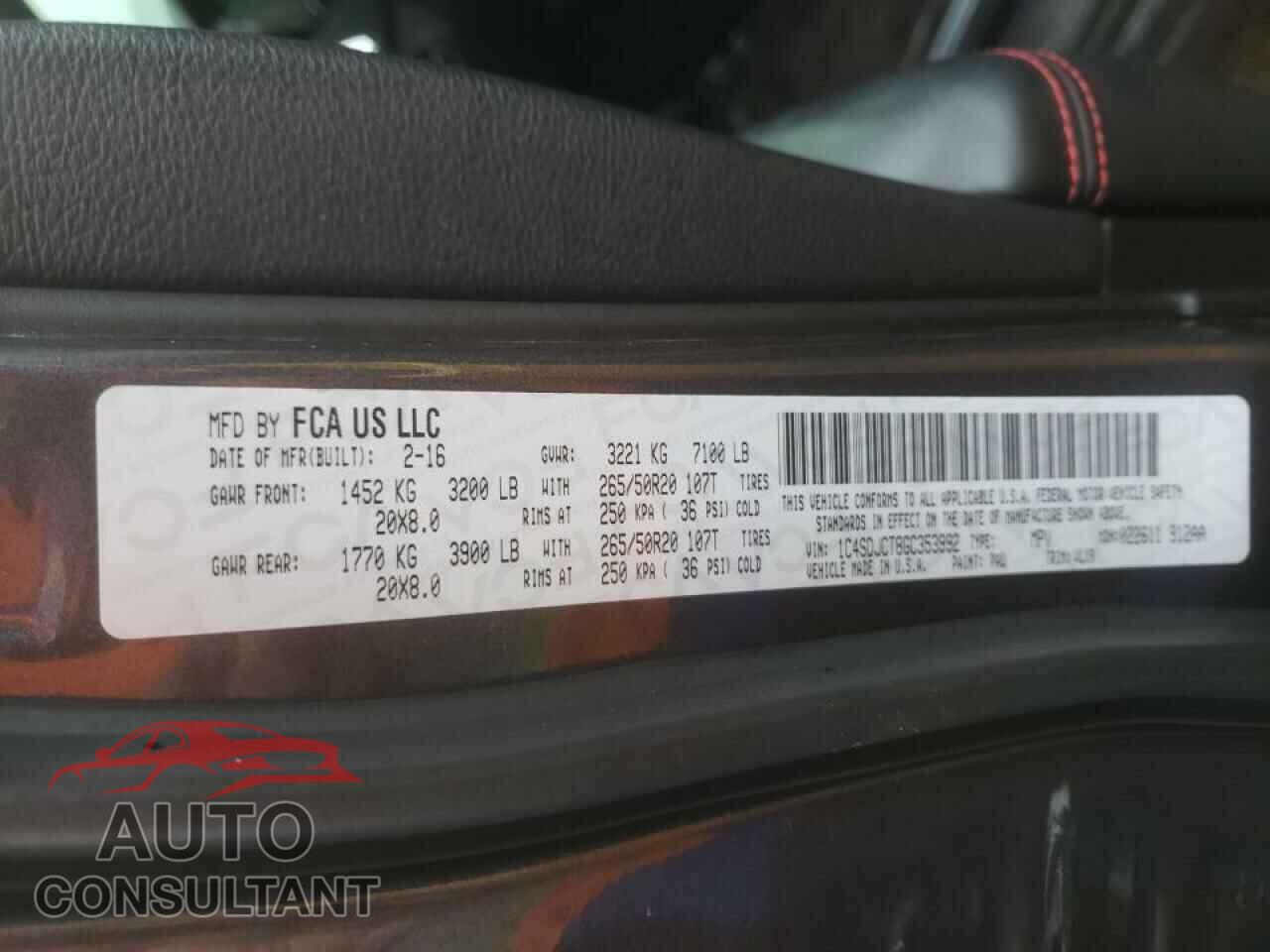 DODGE DURANGO 2016 - 1C4SDJCT8GC353992
