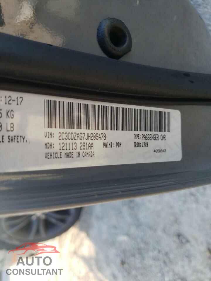DODGE CHALLENGER 2018 - 2C3CDZAG7JH209478