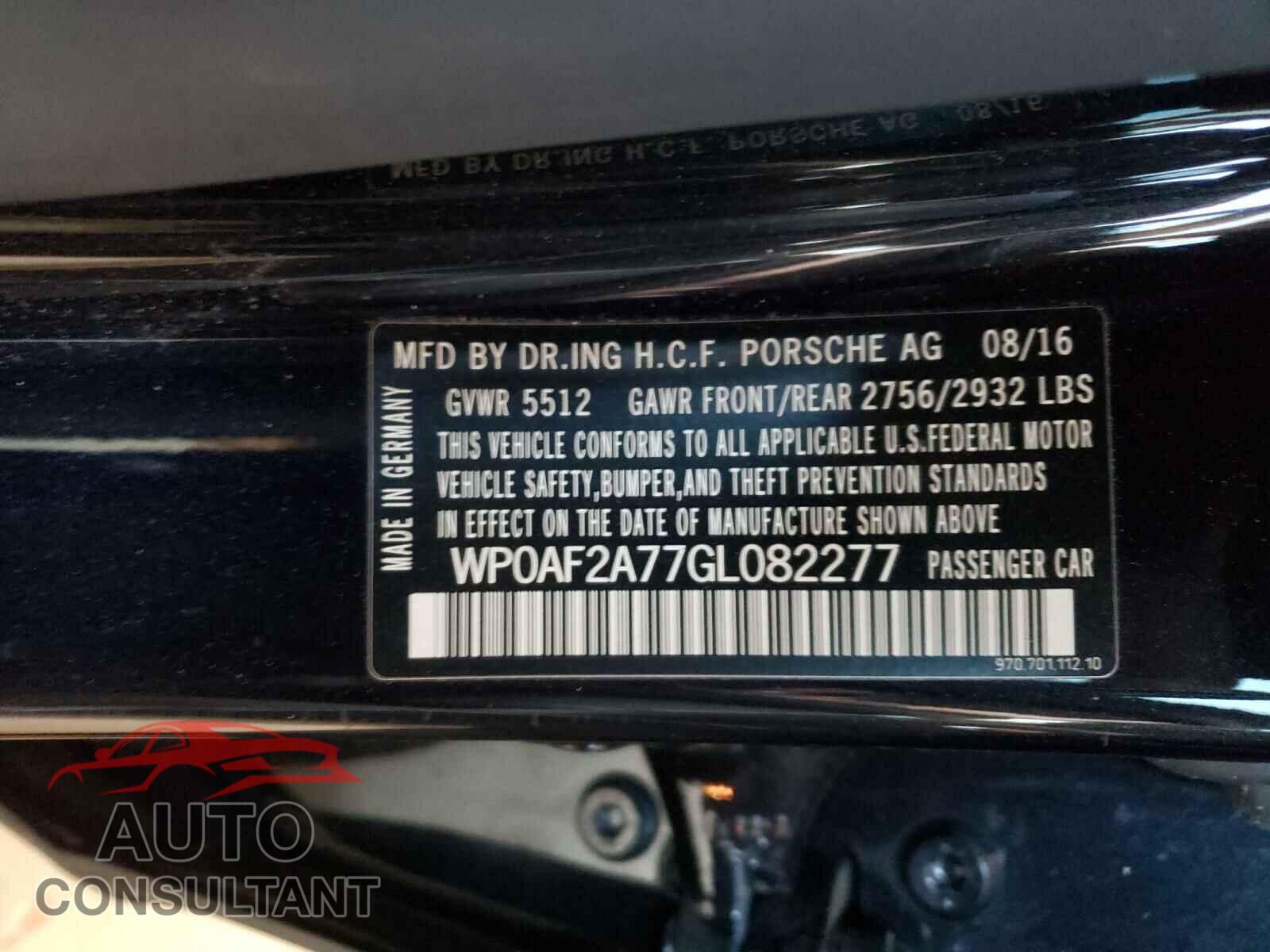 PORSCHE PANAMERA 2016 - WP0AF2A77GL082277