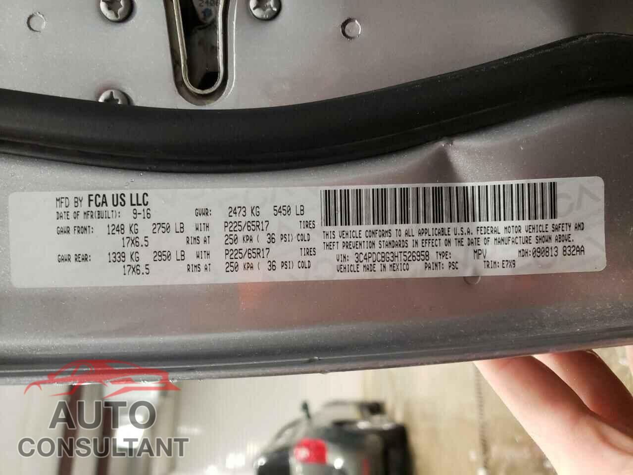 DODGE JOURNEY 2017 - 3C4PDCBG3HT526958