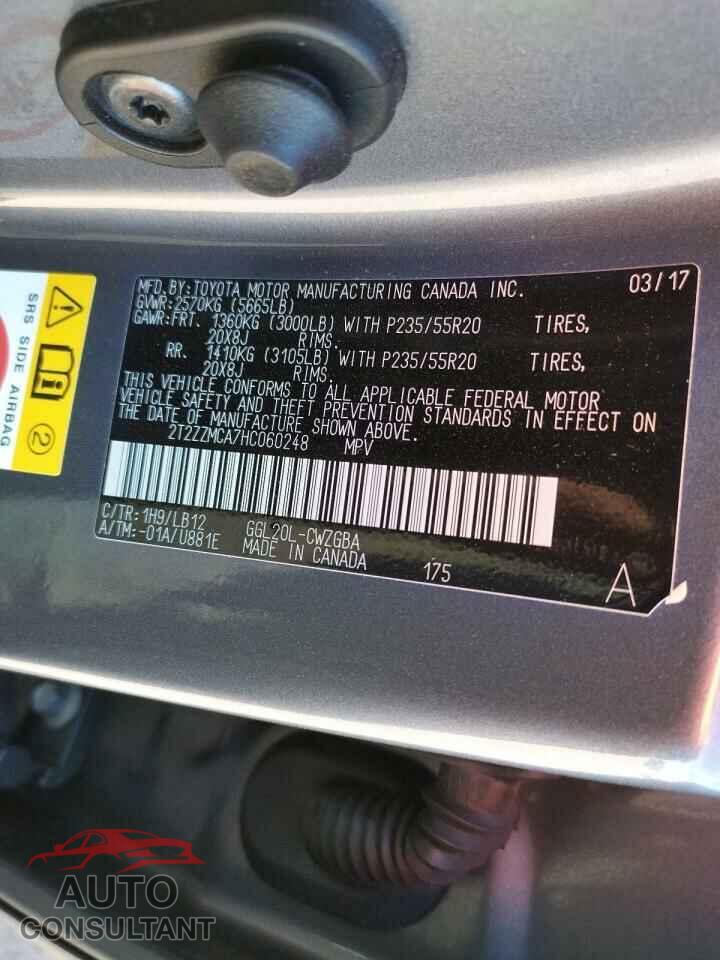 LEXUS RX350 2017 - 2T2ZZMCA7HC060248