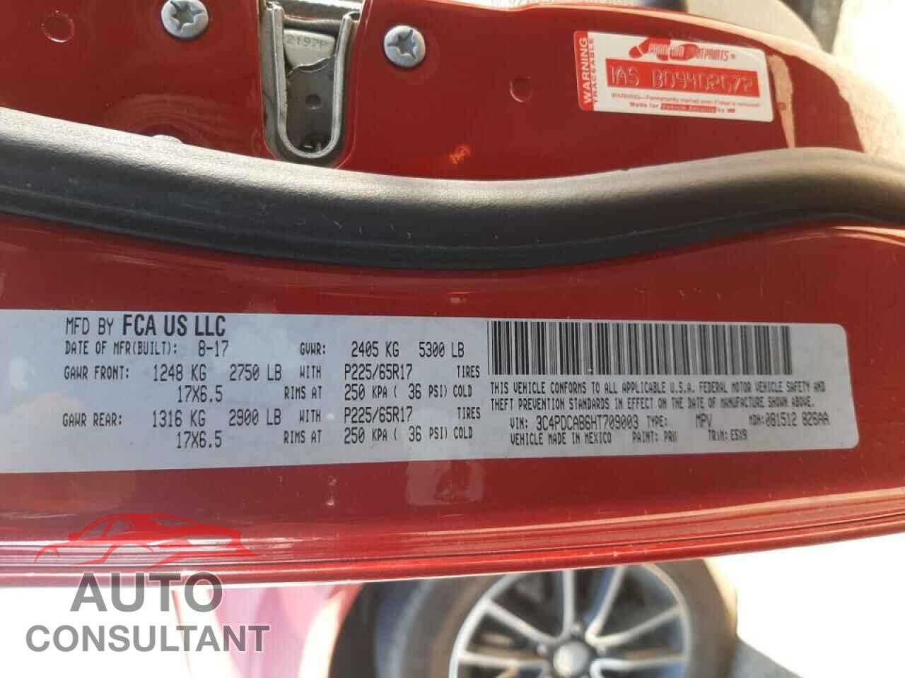 DODGE JOURNEY 2017 - 3C4PDCAB6HT709003