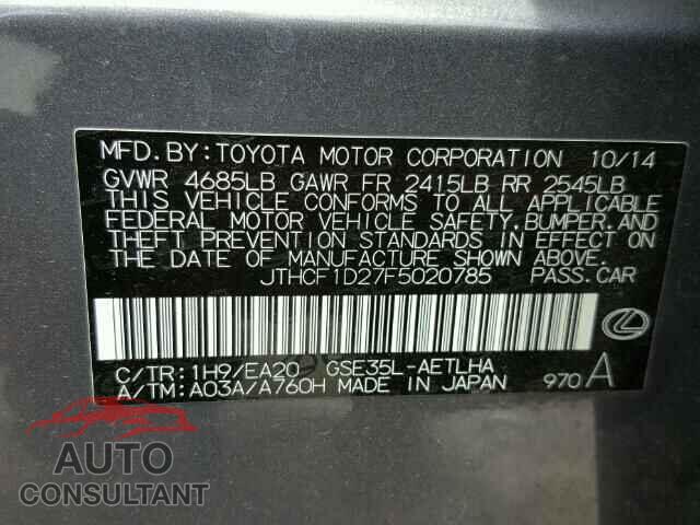 LEXUS IS250 2015 - JTHCF1D27F5020785