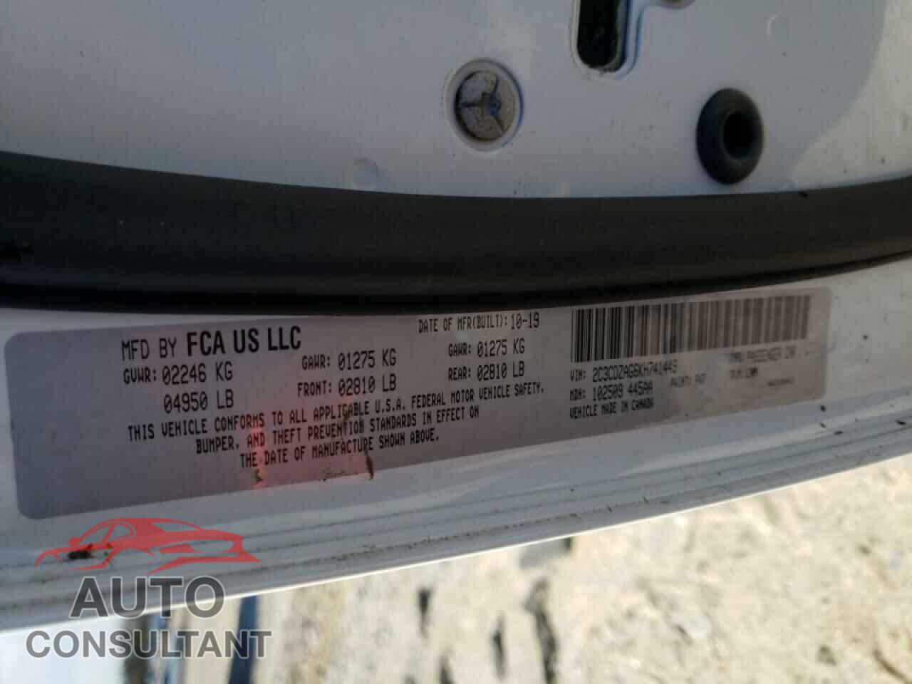 DODGE CHALLENGER 2019 - 2C3CDZAG6KH741449