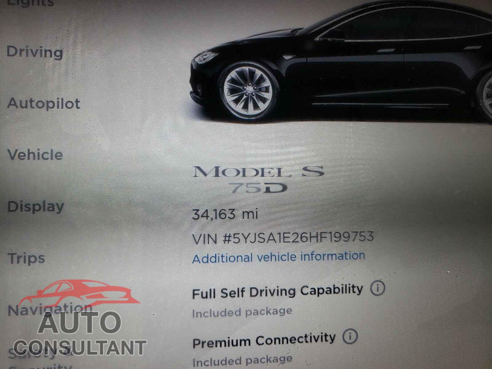 TESLA MODEL S 2017 - 5YJSA1E26HF199753