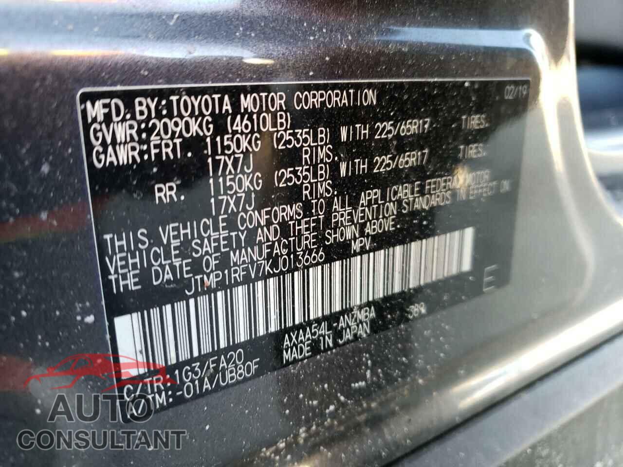 TOYOTA RAV4 2019 - JTMP1RFV7KJ013666