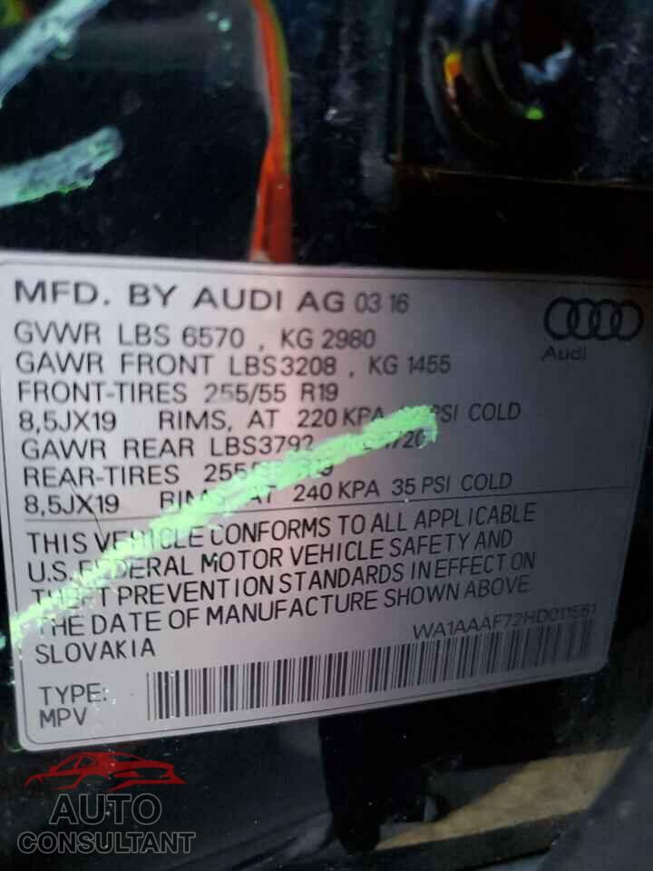 AUDI Q7 2017 - WA1AAAF72HD011561