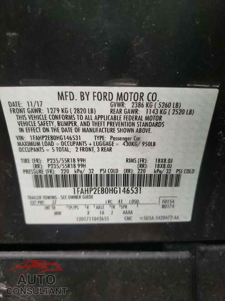 FORD TAURUS 2017 - 1FAHP2E80HG146531