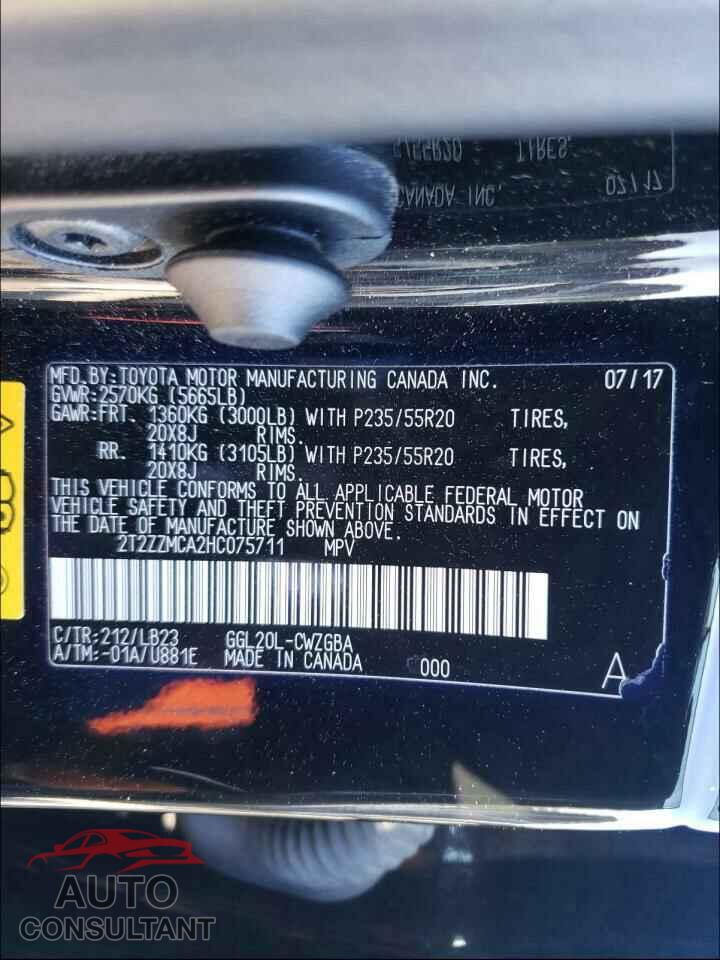 LEXUS RX350 2017 - 2T2ZZMCA2HC075711