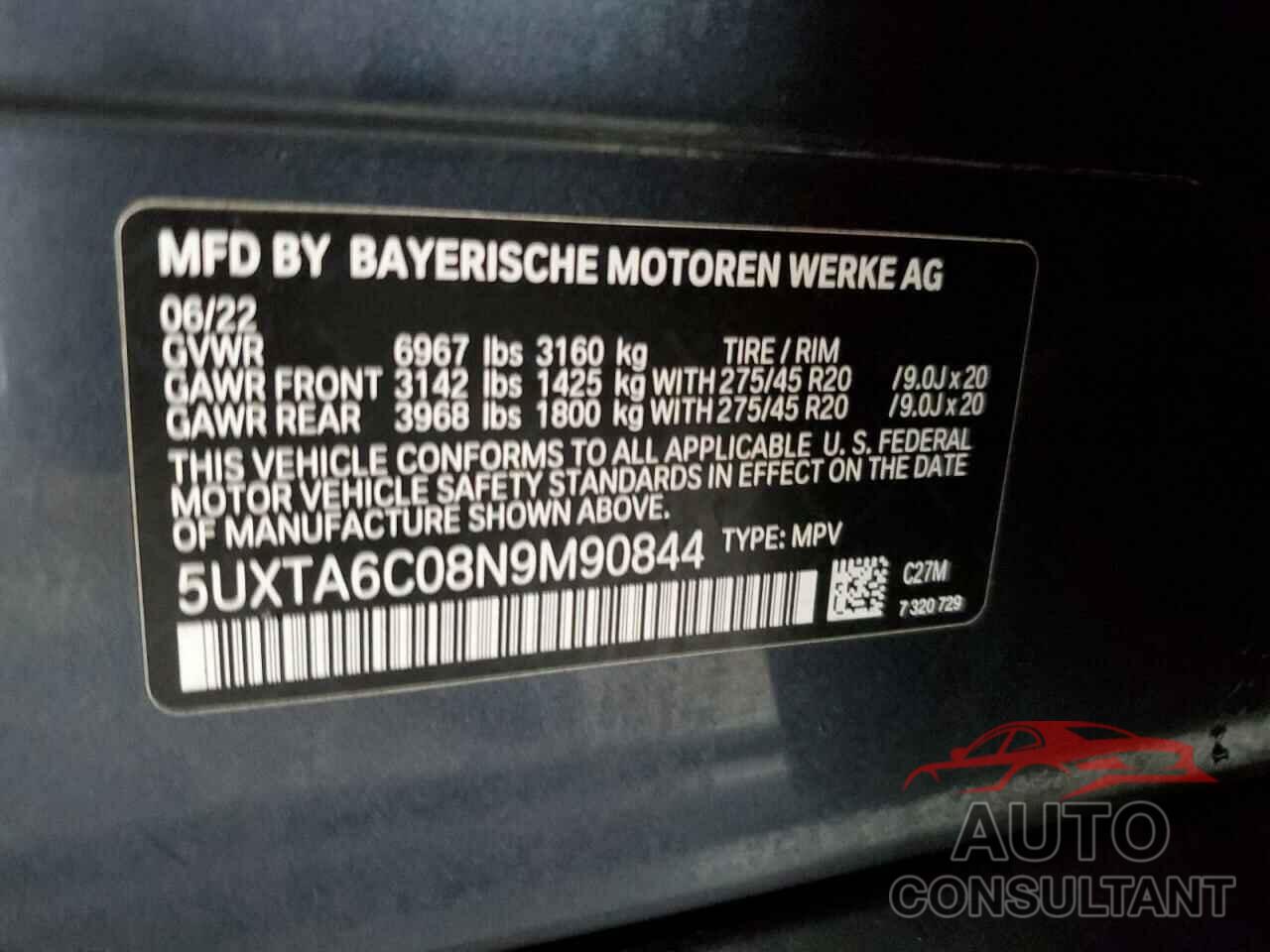 BMW X5 2022 - 5UXTA6C08N9M90844