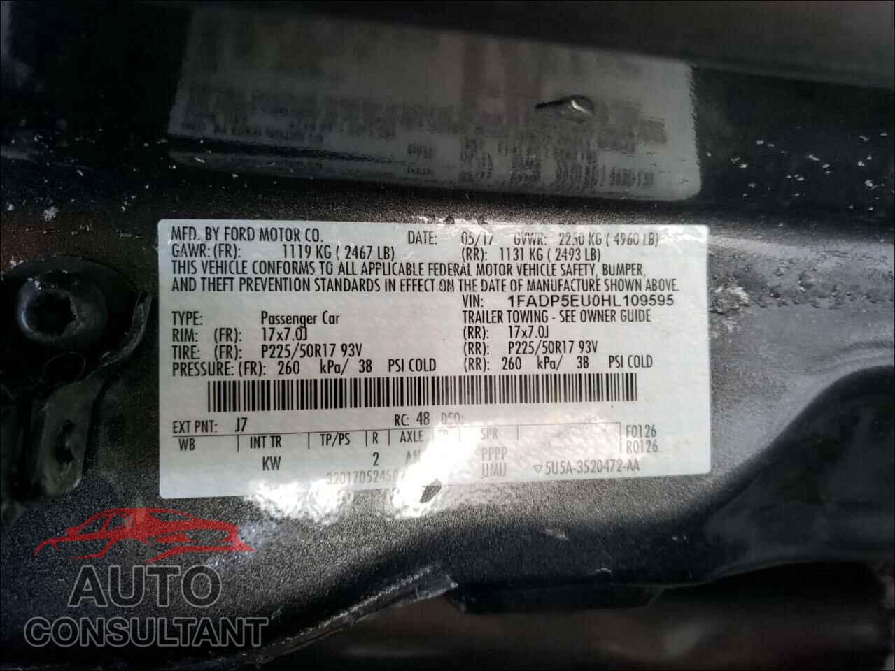 FORD CMAX 2017 - 1FADP5EU0HL109595