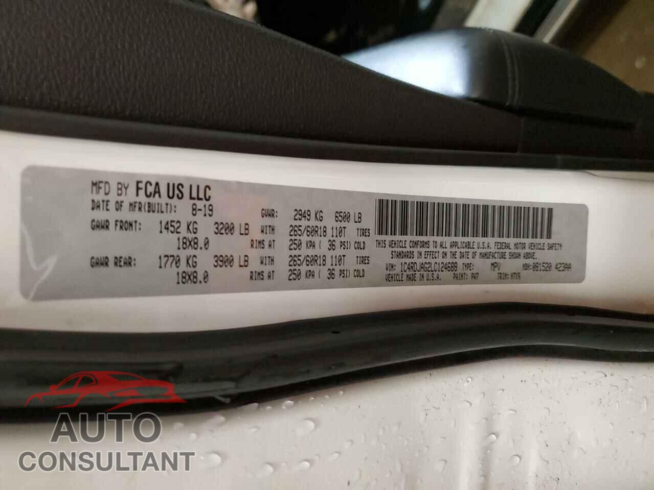 DODGE DURANGO 2020 - 1C4RDJAG2LC124688