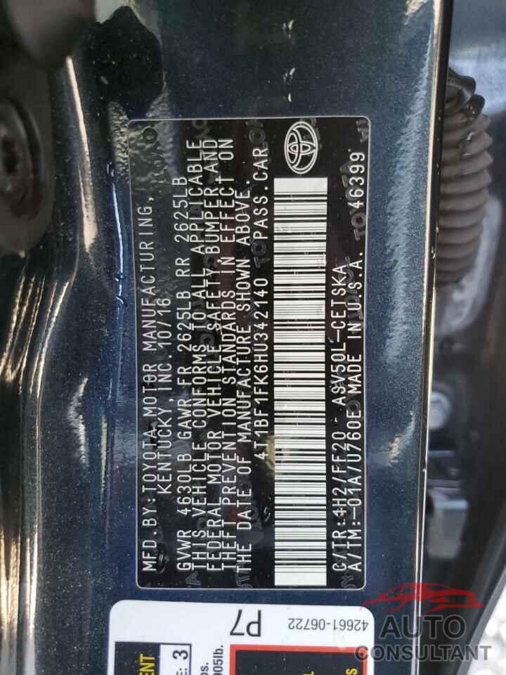 TOYOTA CAMRY 2017 - 4T1BF1FK6HU342140