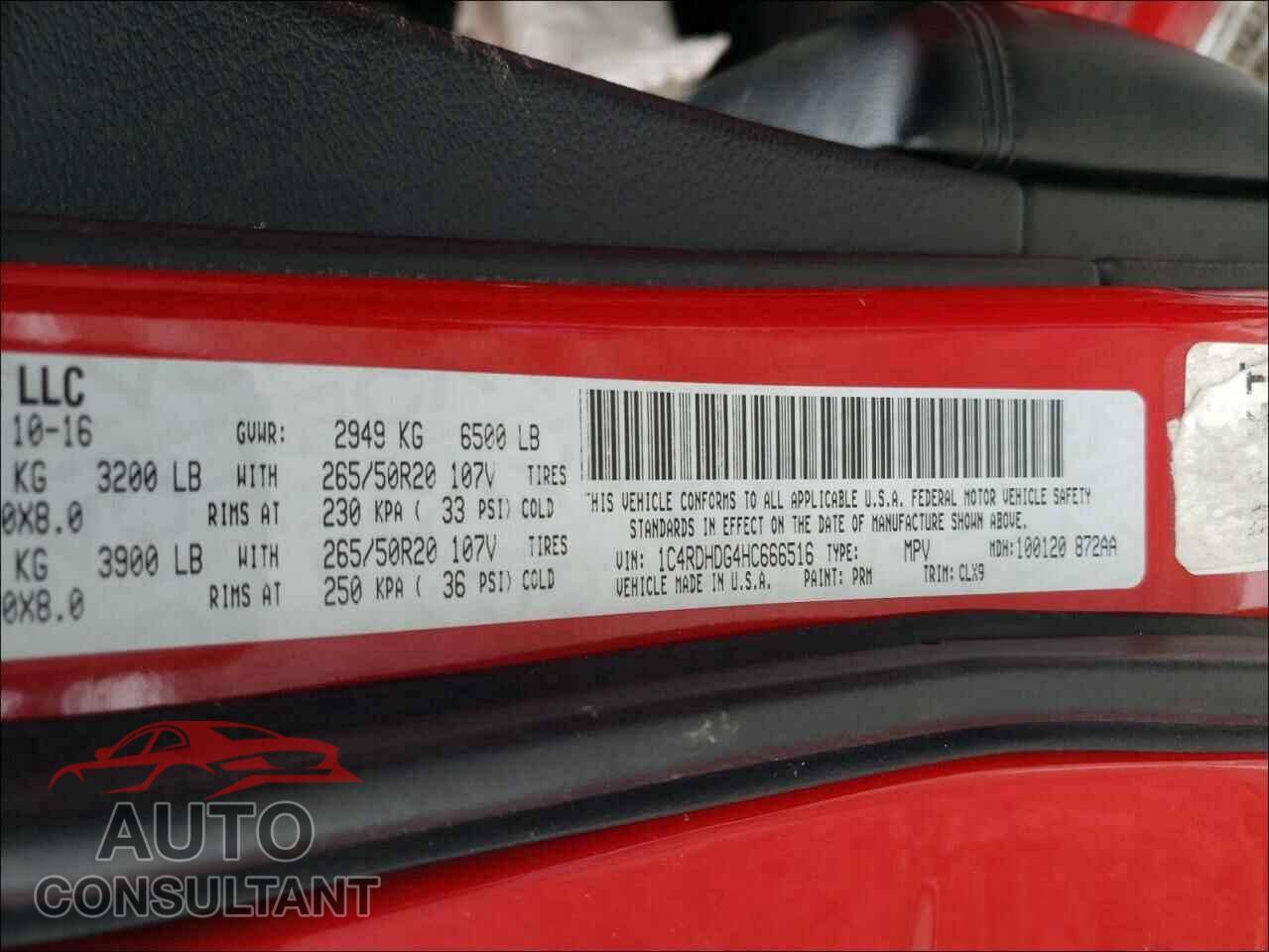 DODGE DURANGO 2017 - 1C4RDHDG4HC666516