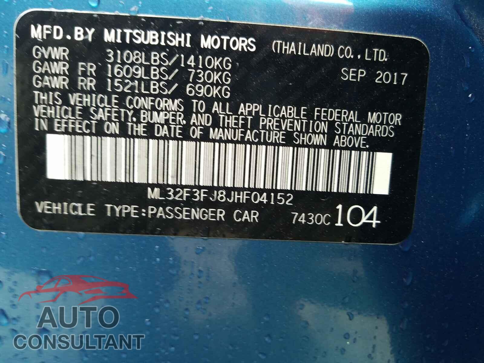MITSUBISHI MIRAGE 2018 - ML32F3FJ8JHF04152