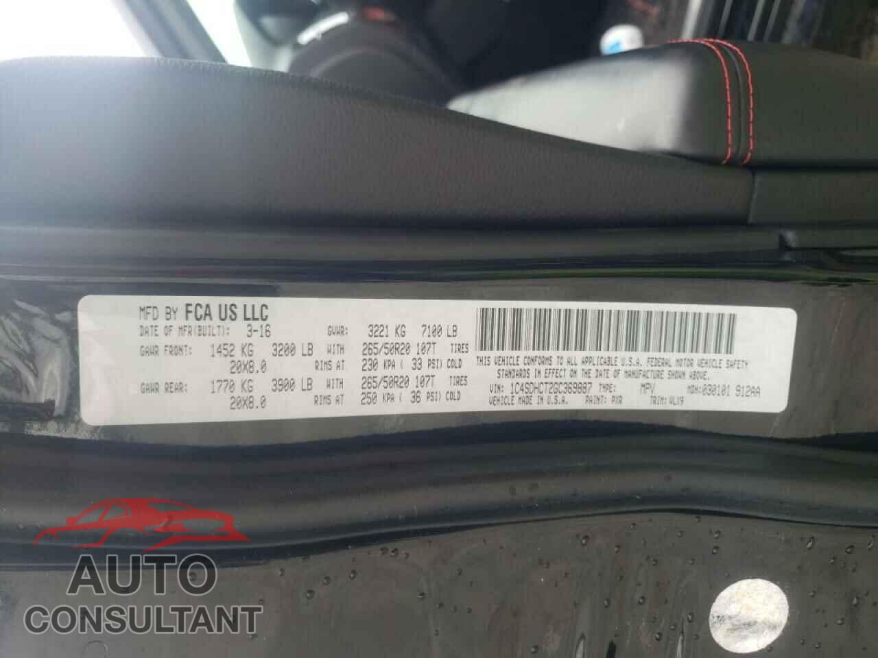DODGE DURANGO 2016 - 1C4SDHCT2GC369887