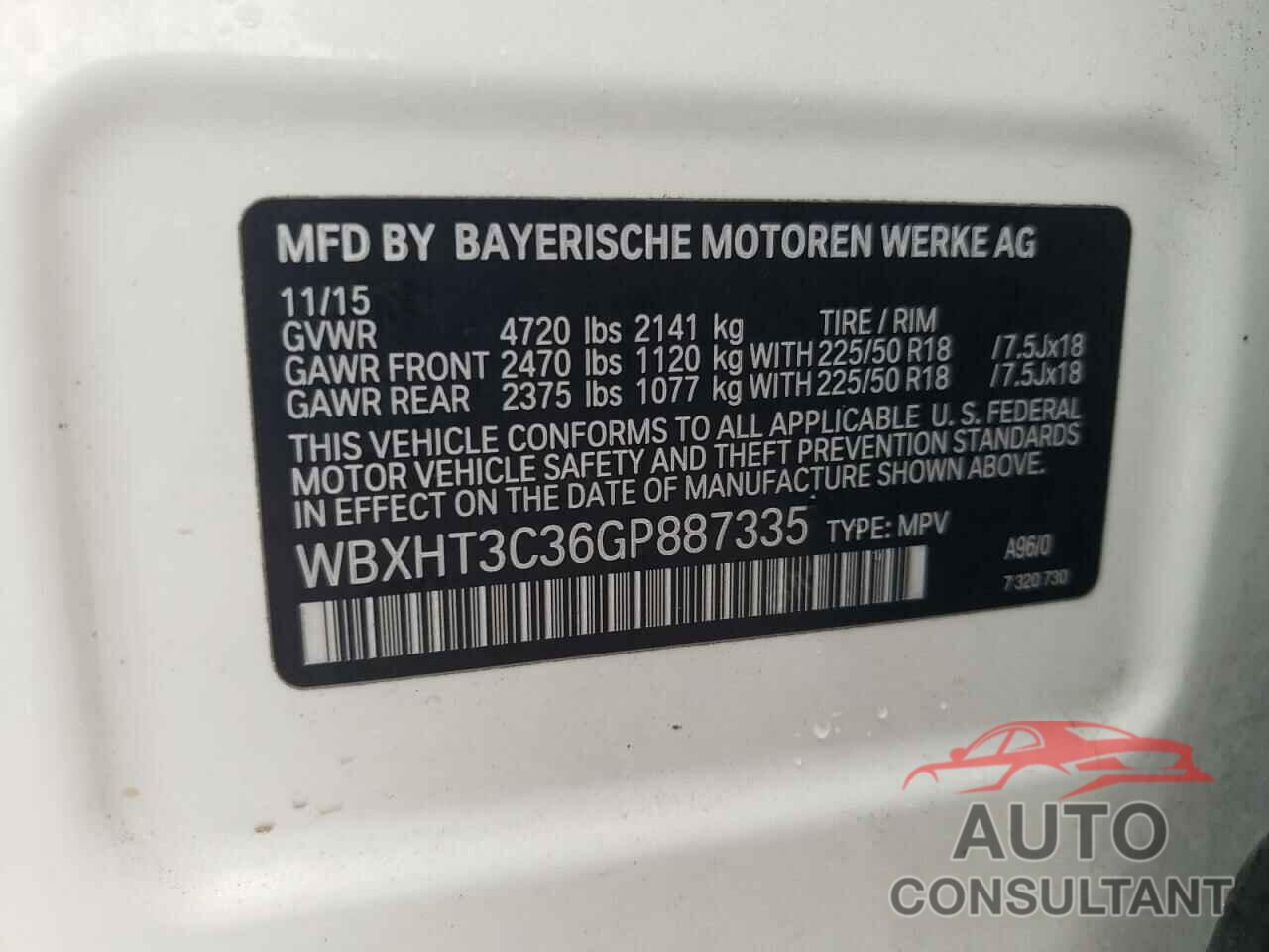 BMW X1 2016 - WBXHT3C36GP887335