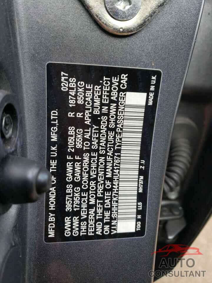 HONDA CIVIC 2017 - SHHFK7H44HU417671