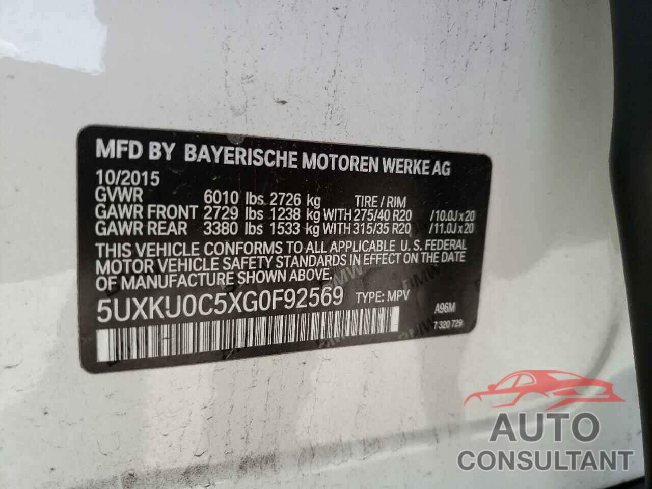 BMW X6 2016 - 5UXKU0C5XG0F92569