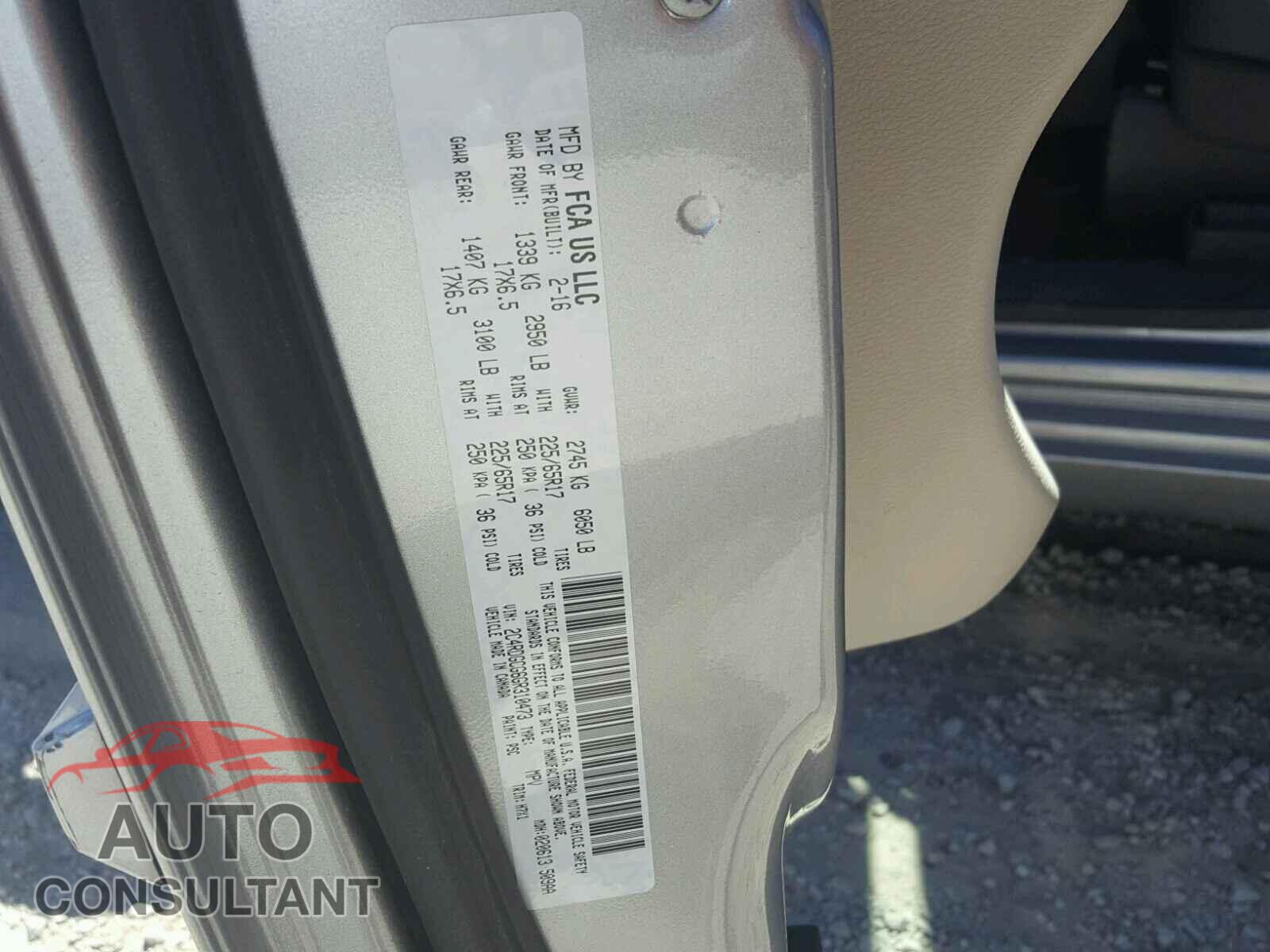 DODGE CARAVAN 2016 - 2C4RDGCG6GR310473